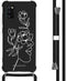 iMoshion Hoesje Geschikt voor Samsung Galaxy A41 Hoesje Met Koord - iMoshion Design Hoesje met Koord - Wit / Zwart / Woman Flower Black