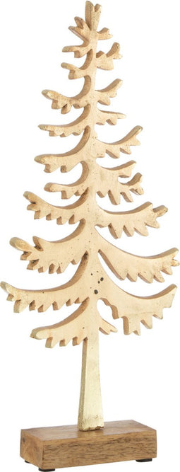 J-Line decoratie Dennenboom Dun - aluminium - goud - medium