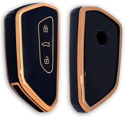 Autosleutel hoesje Geschikt voor Volkswagen - TPU Sleutelhoesje - Auto Sleutelcover - Autosleutelhoes -VW,Seat,Skoda - goud -G3 - Volkswagen Golf, Volkswagen GTE, Volkswagen ID.3, Volkswagen ID.4, Volkswagen ID.5, Seat Leon, Seat Tarraco, Seat Ateca
