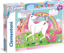 Clementoni - Puzzel - 104 Stukjes - I Believe in Unicorns Brilliant - Puzzel Voor Kinderen - Supercolor