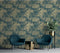 DUTCH WALLCOVERINGS Behang Tropical donkerblauw en goudkleurig