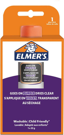 Elmer's lijmstiften met verdwijnende paarse lijm | Droogt kleurloos op | Geweldig voor knutselen en op school | Uitwasbaar en kindvriendelijk | 22 g | 1 stuk