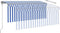 vidaXL - Luifel - met - rolgordijn, - LED - en - windsensor - 4,5x3 - m - blauw - en - wit