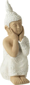 J-Line figuur Boeddha Zittend - magnesium - wit/beige