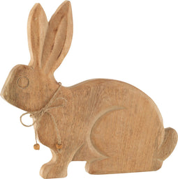J-Line decoratie Konijn Knoop - hout - naturel - large - paasdecoratie