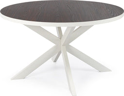 Stalux Ronde eettafel 'Daan' 148cm, kleur wit / bruin hout