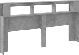 Hoofdeinde met LED 200x18,5x103,5 cm bewerkt hout betongrijs
