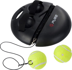 Pure2Improve Tennistrainer - Inclusief 2 tennisballen - 15m koord - Zwart (2 stuks)