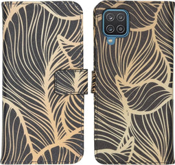 iMoshion Hoesje Geschikt voor Samsung Galaxy A12 Hoesje Met Pasjeshouder - iMoshion Design Softcase Bookcase - Meerkleurig / Golden Leaves