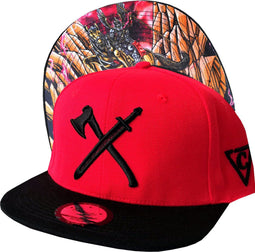 Capiche® Snapback Pet Heren – Winged Hussar – Rood & Zwart – Verstelbaar met Druksluiting – Sportcap – Baseball Cap – Mannen Cap – Warrior Pet