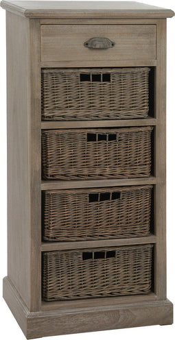 J-Line kast 4 Manden 4 Laden - hout - grijs