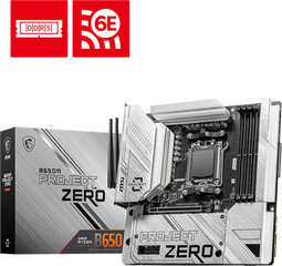 MSI B650M PROJECT ZERO - Micro ATX Moederbord - AM5 Socket DDR5 128GB 2.5Gbps Ethernet Wi-Fi 6E Bluetooth 5.3
