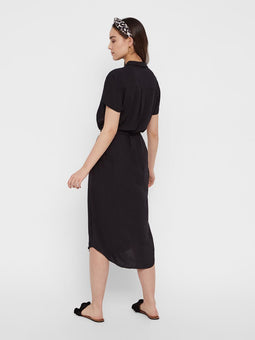 Pieces PCCECILIE SS Long Dress - Dames Jurk - Doorknoopmodel met Ceintuur - Maat S