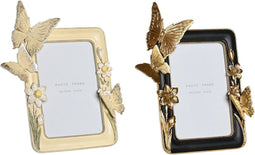 Fotolijsten DKD Home Decor 18 x 3 x 22,6 cm Kristal Zwart Beige Gouden Hars Shabby Chic (2 Stuks)