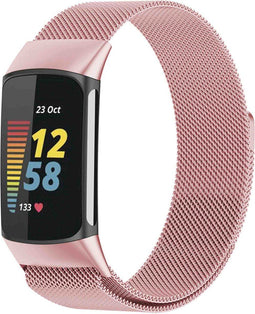 imoshion Milanees magnetisch bandje - Geschikt voor Fitbit Charge 5, Charge 6 - Roze - M