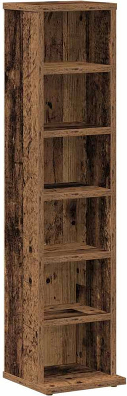 vidaXL - Cd-kast - 21x20x88 - cm - bewerkt - hout - oud - houtkleurig