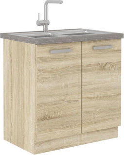 LASSEN Keukenonderkast onder spoelbak L 80 cm - Sonoma licht eiken decor (Zonder kraan, zonder werkblad!)