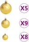 vidaXL - Kunstkerstboom - met - scharnieren - 150 - LED's - en - kerstballen - 150 - cm