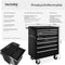 tectake® Gereedschapswagen - 7 Laden - Mobiel met Wielen - Zwart - 69 x 33 x 79 cm
