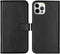 Selencia iPhone 12 Pro Max - Echt Lederen Bookcase - 3 Pashouders - Zwart