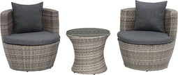 CAPRI - Bistroset voor 2 - Donkergrijs - PE rotan