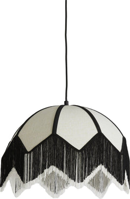Light & Living Hanglamp Sulina - Linnen - 45cm - Wit/Zwart