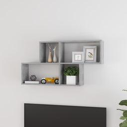 Wandschap 100x18x53 cm bewerkt hout betongrijs