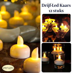 Ceruzo LED Drijfkaarsjes - Set van 12 - Watergevoelig - Warm Wit (12 stuks)