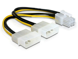 Delock - Power Cable - PCIe 6-pins naar 2x Molex 4-pins - 15 cm