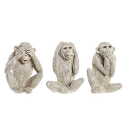 Decoratieve figuren DKD Home Decor Beige Wit Hars (14,5 x 11 x 19 cm) (3 Stuks)