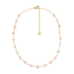 Skagen SKJ1865710 - Dames Collier 35cm - Goudkleurig met Rozenkwartsstenen