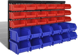vidaXL - 30-delige - Opbergrek - voor - aan - de - wand - blauw - en - rood