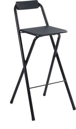 Alora inklapbare barkruk - barkrukken met rugleuning - opklapbaar - Opvouwbare barkruk buiten - zwart - outdoor - barstoel - klapstoel - inklapbaar - met voetsteun - camping