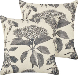 ROSEMARY - Sierkussen set van 2 - Beige/Grijs - 45 x 45 cm - Katoen