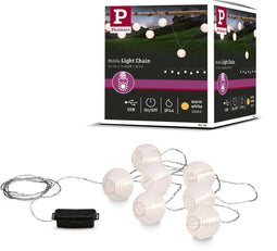 Paulmann - Lichtketting Accu Lampion - 7 lichtpunten 3,6m 3000K Wit