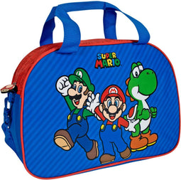 Tas, Sporttas, Lunchtas, Schooltas Jongens/Meisjes - Super Mario 'Mario, Luigi en Yoshi' (28x41,5x21 cm / 24.4 L) - Rood, Blauw)