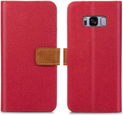 iMoshion Hoesje Geschikt voor Samsung Galaxy S8 Hoesje Met Pasjeshouder - iMoshion Luxe Canvas Bookcase - Rood