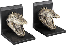 PTMD Mike Krokodillenkop Boekensteun - 13 x 11 x 14 cm - Poly - Goud
