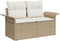 vidaXL - 2-Zits - Tuinbank - met - Opslag - & - Kussens - Beige - Poly - Rattan