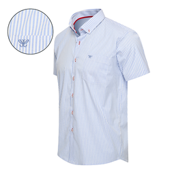 Cappuccino Bronte - Korte Mouw Overhemd - Strepen/Ruitjes - 3XL - Blauw/Wit