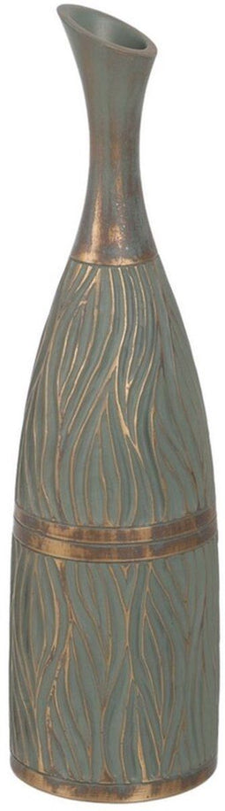 Vaas Groen Gouden Polyresin 13,5 x 13,5 x 49 cm