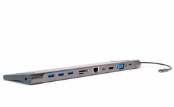 4Smarts 11-in-1 Hub - USB-C Hub met Stand Functie - 11 Aansluitingen - Grijs