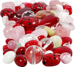 Glazen kralen, diverse kleuren, 5-22 mm, 0,5-1,5 mm, 60 gr, 1 doos