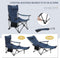 Woltu Ultralichte Opvouwbare Campingstoel - Voetensteun Bekerhouder - Blauw - 115x88,5x84 cm