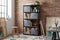 Feel Furniture - Opslagrek 5 lagen - Schroefloos met 4 Grijze Boxen - Zwart