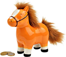 G. Wurm Spaarpot paard - voor kinderen - keramiek - grijs - 16 x 12 x 10 cm - geld sparen
