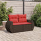 Tuinbank 2-zits met kussens poly rattan bruin