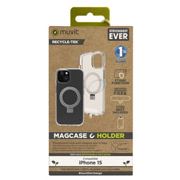 Muvit for Change iPhone 15 - Telefoonhoes - Magnetisch - Clear