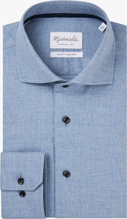 Michaelis slim fit heren overhemd - Dobby - Strijkvriendelijk - Blauw - Boordmaat: 39