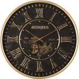 Countryfield Wandklok Uneman metaal Ø60CM zwart/antiek brons